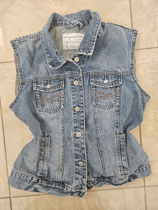 Aéropostale Distressed Blue Denim Vest - Picture 9 of 14